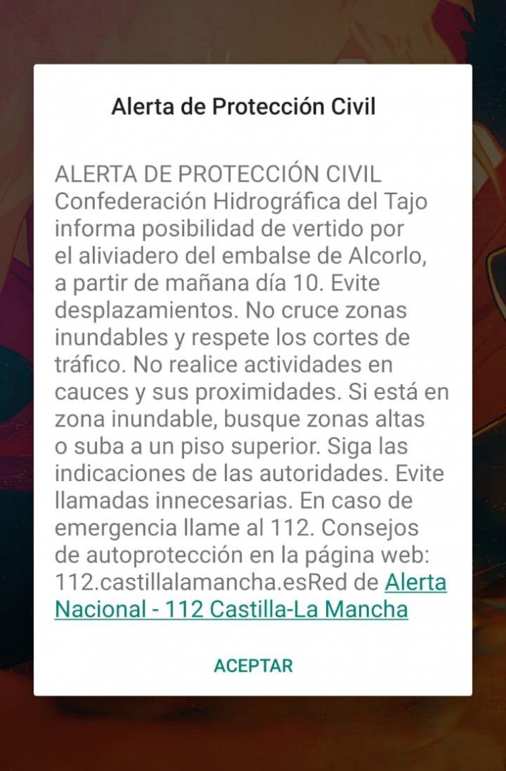 Los vecinos de la capital han recibido el mensaje de Es-Alert sobre las 20:20 horas.