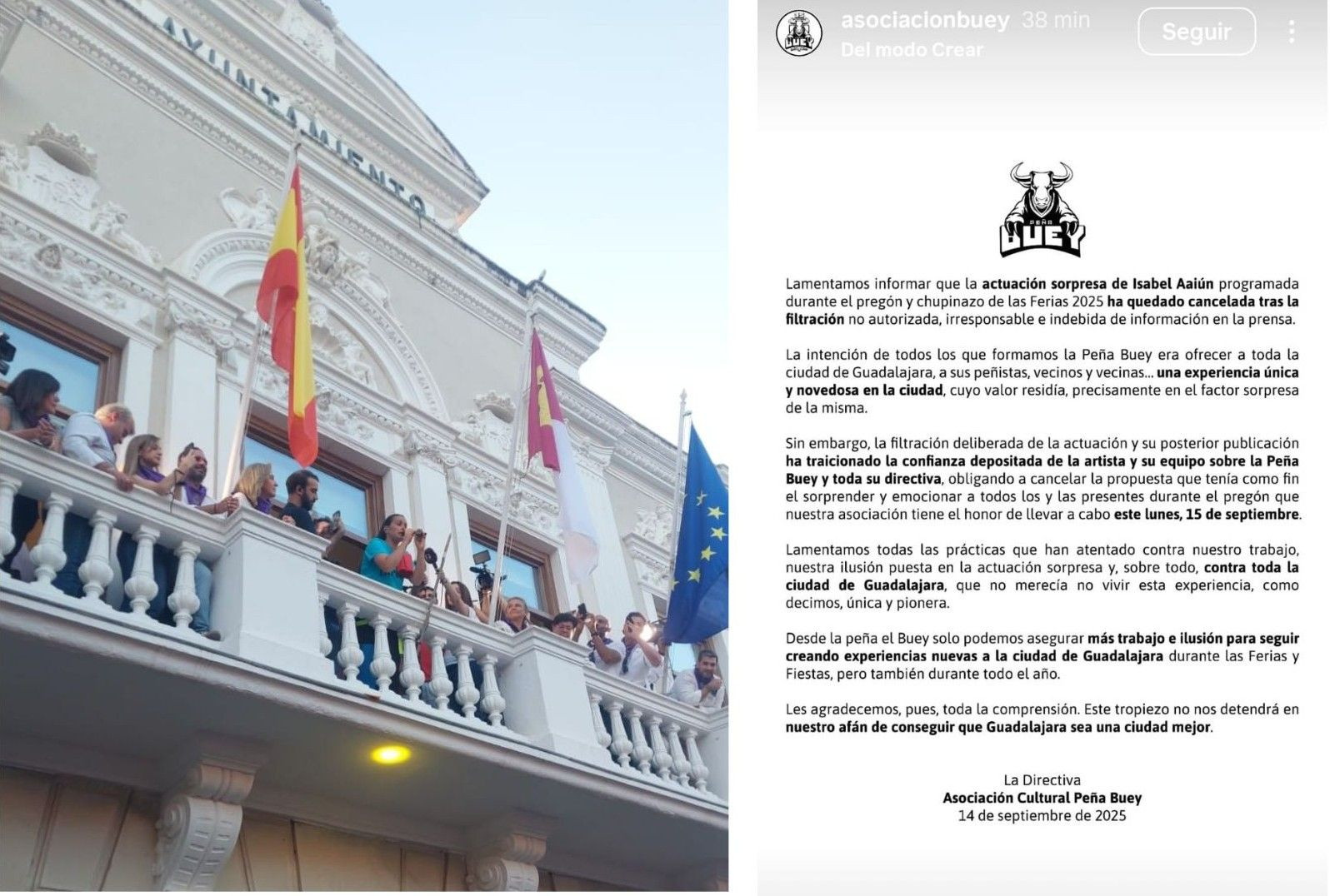 La Potra actuó finalmente a pesar de que la peña El Buey había confirmado el día antes la cancelación de la actuación por flitraciones a la prensa. de la 