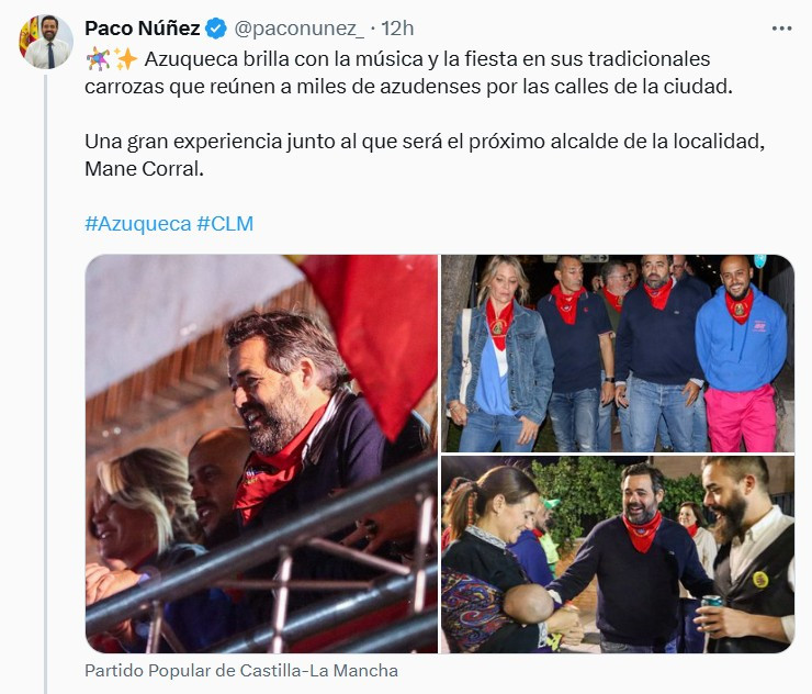 Publicación de Paco Núñez en X tras asistir el sábado al pregón//Imagen: Paco Núñez X.