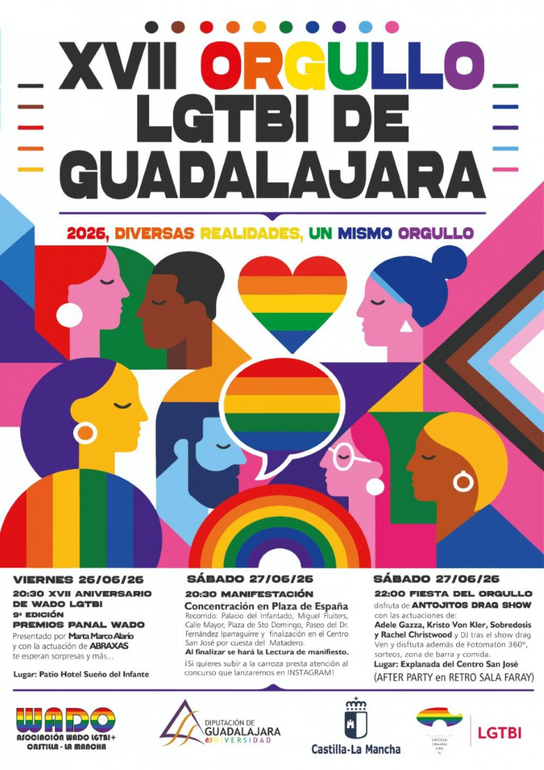 Cartel anunciador de la XVII edici&oacute;n del D&iacute;a del Orgullo de Wado LGTBI CLM.