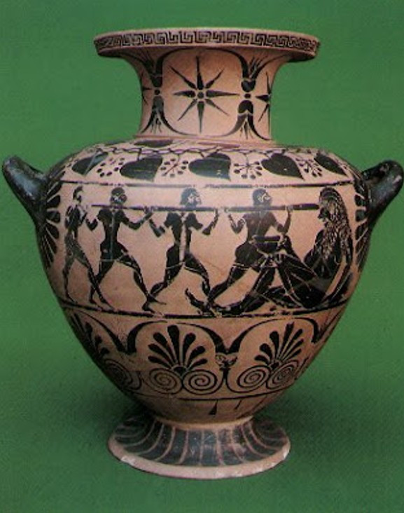 Ulises y sus compa&ntilde;eros cegando al c&iacute;clope Polifemo. Museo Nacional de Villa Guglia. Roma//Fuente: https://arqueologiaenmijardin.blogspot.com/