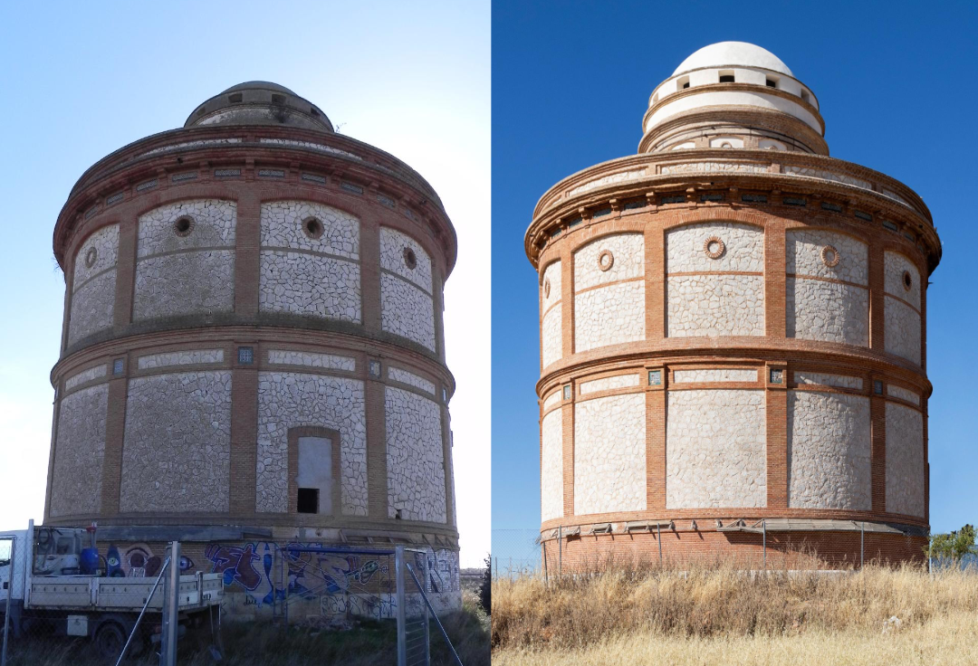 Antes y despu&eacute;s en el exterior del Palomar.