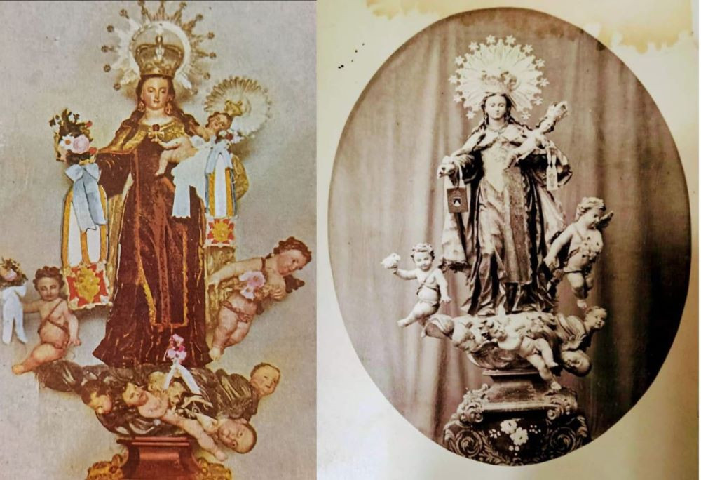 Dos estampas de la talla del siglo XVIII de Juan Amador. Imagen: Cofrad&iacute;a y Orden Militar del Carmen