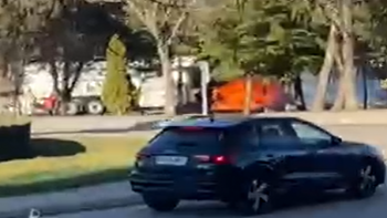 Incendio cabina camión en Cuatro Caminos (Guadalajara)