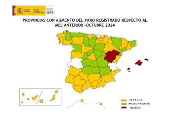 El paro subió un 2,84% en octubre en Guadalajara, con 357 personas paradas más