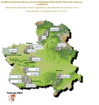 Aviso por niveles elevados de polvo sahariano en la provincia de Guadalajara, en los próximos días 