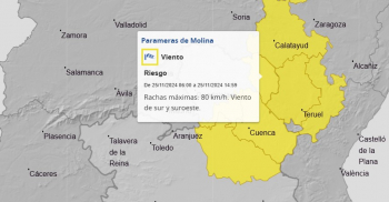 Riesgo amarillo por fuertes rachas de viento hoy en la provincia de Guadalajara