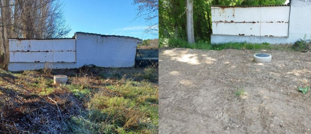 Entorno del arroyo de Jirueque antes y después de las obras de reparación de la tubería. 