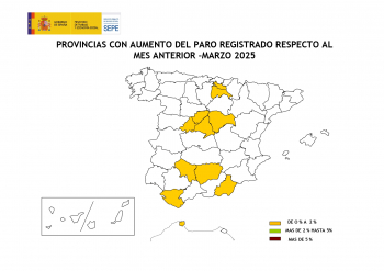 El paro subió en 59 personas en el mes de marzo en la provincia de Guadalajara