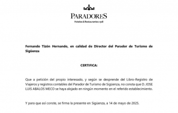 El director del Parador de Sigüenza niega la presencia de Ábalos en el establecimiento tras la difusión de un bulo sobre una presunta fiesta del ex ministro con drogas y prostitutas 