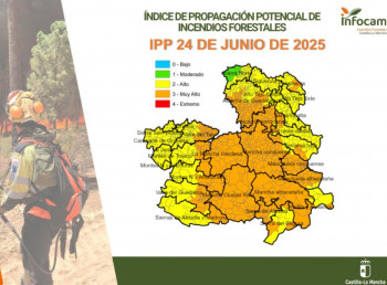 La propagación de incendios forestales durante la jornada de hoy alcanza el nivel de muy alto en Guadalajara