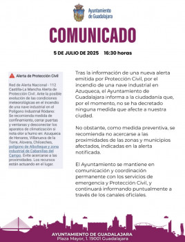 ACTUALIZACIÓN NUBE TÓXICA: En Guadalajara, de momento, no se decreta ninguna medida
