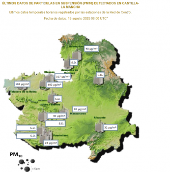 Guadalajara supera el umbral de información por concentración de partículas de polvo en el aire