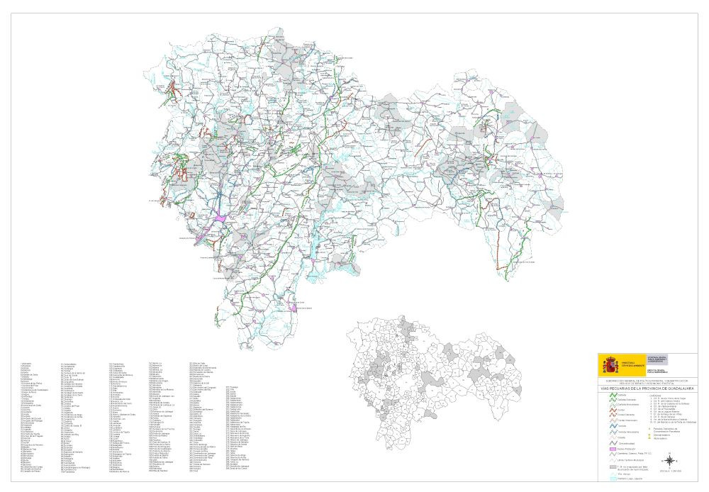 Mapa de la provincia de Guadalajara. Fuente: Diputación de Guadalajara/https://www.senderismoguadalajara.es/