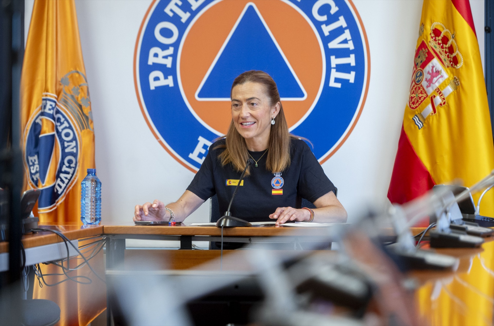 La directora general de Protección Civil, Virginia Barcones, informa sobre el desarrollo del Comité Estatal de Coordinación (CECOD) contra los incendios. Imagen: Alberto Ortega - Europa Press