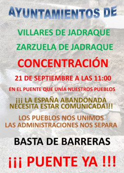 Concentración en Villares y Zarzuela de Jadraque por la reconstrucción del puente que une ambos pueblo