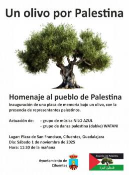 Cifuentes rendirá homenaje al pueblo de Palestina con una placa junto a un olivo centenario