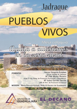 Jadraque acoge este jueves una nueva jornada del programa “Pueblos Vivos” centrada en las ayudas a autónomos en la zona rural