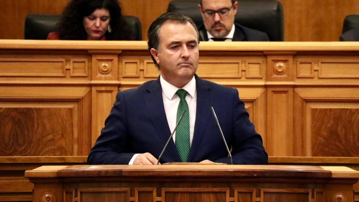 David Moreno, durante su intervención de ayer en el Debate sobre el Estado de la Región//Imagen: Vox Castilla-La Mancha.