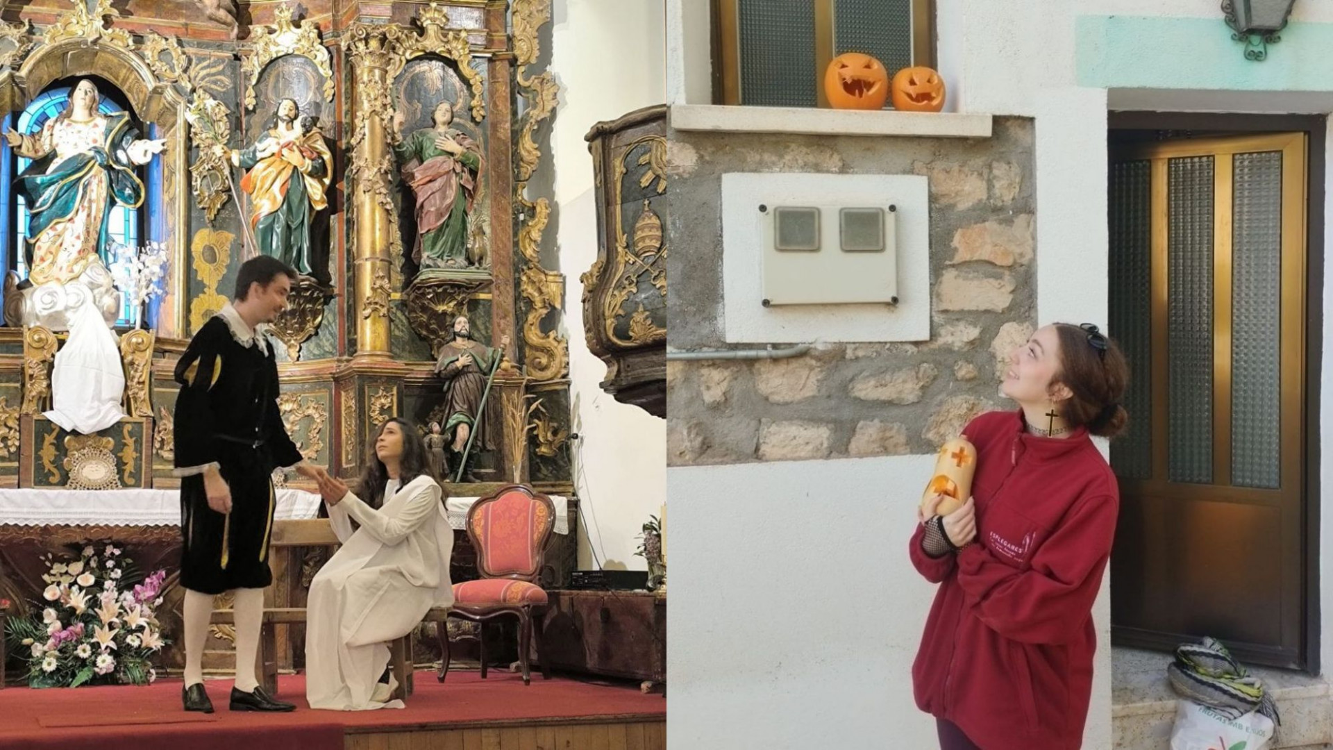 Montaje: mientras en Ablanque representan el Tenorio, en Saelices comienza la 'Fiesta de las calabazas'//Imágenes: Jesús S. Gaitán.