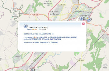 Un accidente en la A-2 provoca retenciones en Guadalajara