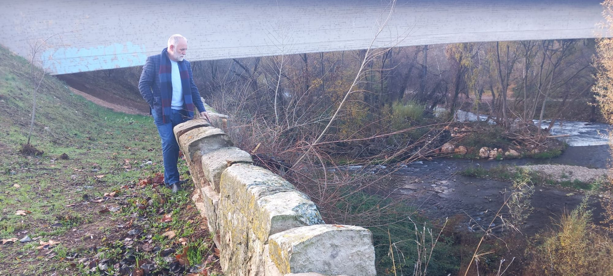 El delegado de Cultura, en la zona afectada por la vegetación. 
