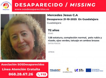 SOS Desaparecidos activa una alerta por la desaparición de una mujer en Guadalajara