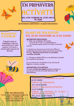 Últimos días para inscribirse en el programa municipal “Actívate en Primavera”, dirigido a fomentar el envejecimiento activo 