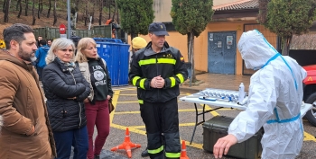 La subdelegada del Gobierno visita a la UME durante un ejercicio multirriesgo 