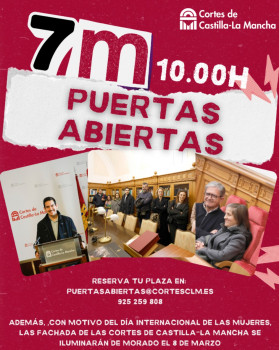 Las Cortes Regionales invitan a la ciudadanía a conocer su sede en Toledo en una nueva jornada de Puertas Abiertas 