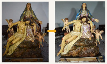 La escultura de La Piedad recupera su esplendor tras un minucioso proceso de restauración