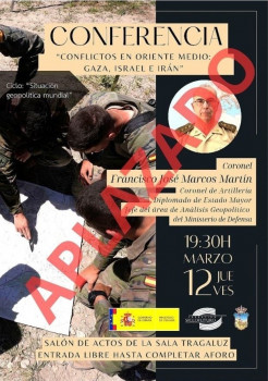 La conferencia “Conflictos en Oriente Medio: Gaza, Israel e Irán” prevista para este jueves, queda aplazada hasta nuevo aviso
