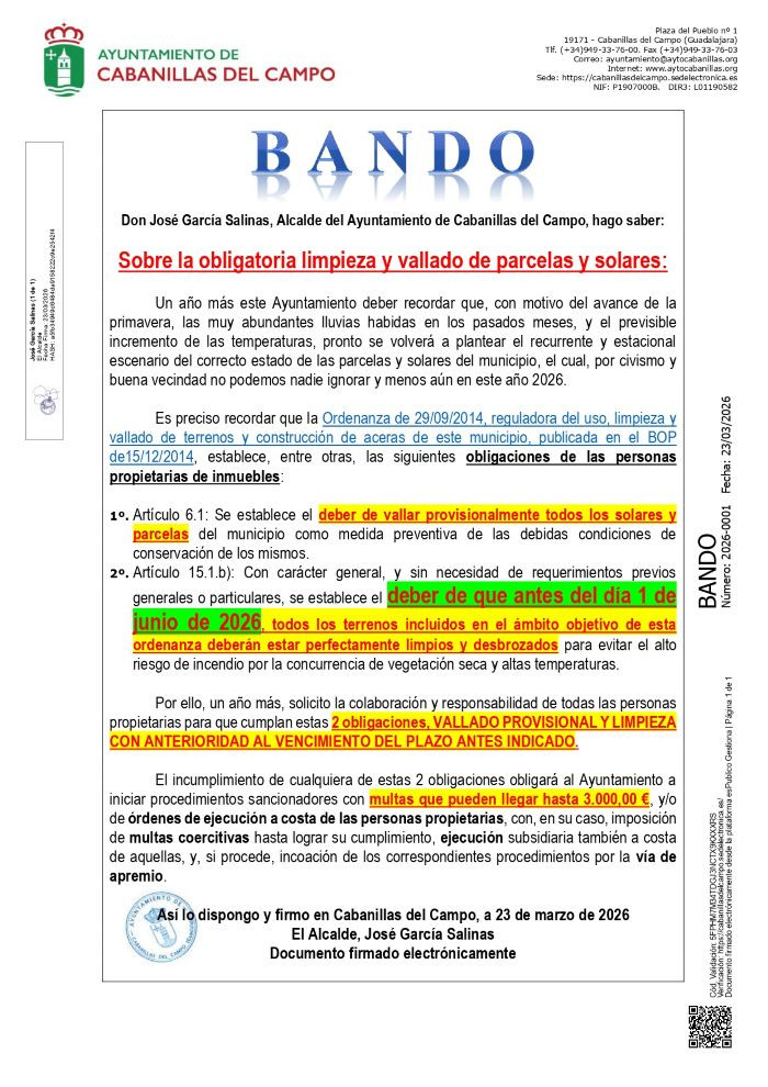 Fuente: Ayuntamiento de Cabanillas del Campo