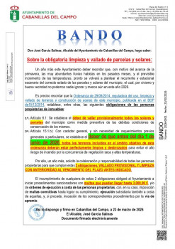 Cabanillas del Campo fija el 1 de junio como fecha límite para limpiar y vallar parcelas privadas 