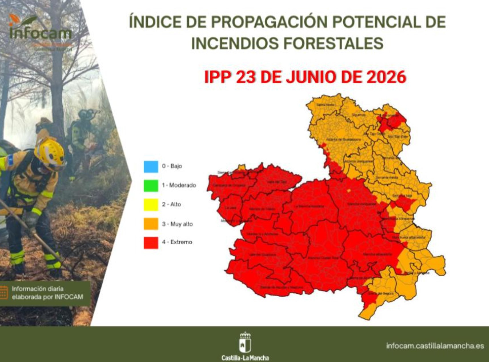 Guadalajara en nivel naranja de propagación de incendios forestales