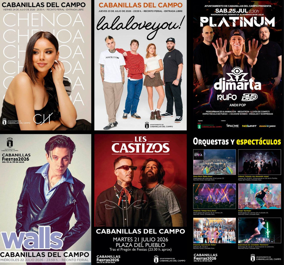 Chenoa, La la Love You, Walls y Les Castizos, principales conciertos de las Fiestas de Cabanillas 2026