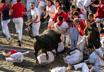 El presidente de la Federación Taurina de Guadalajara sufre una cornada en el último encierro de los Sanfermines
