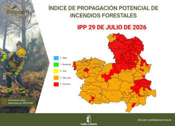 El IPP para este miércoles marca un riesgo extremo de propagación de incendios forestales en casi toda Guadalajara