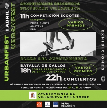 Villanueva de la Torre estrena este sábado su nueva plaza de patinaje con deporte y cultura urbana de la mano del festival Urban Fest