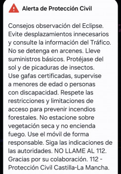 Enviado un es-alert con las medidas de prevención y seguridad para el eclipse