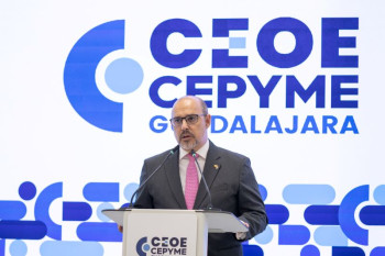Bellido reclama a la patronal alcarreña que se implique en la defensa del agua del Sorbe y las ayudas europeas contra la despoblación 