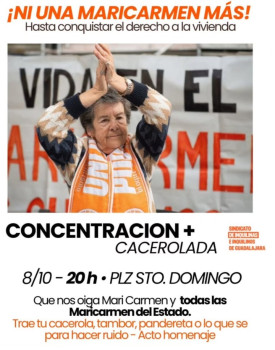 El Sindicato de Inquilinas e Inquilinos de Guadalajara convoca una concentración en honor a Maricarmen