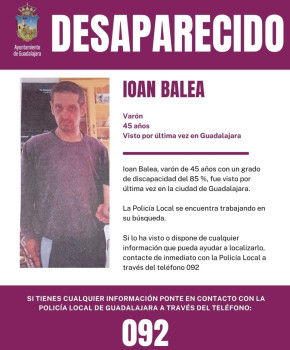 Se busca a un hombre de 45 años desaparecido en Guadalajara