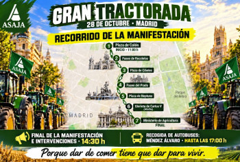 Este miércoles 28 de octubre, agricultores y ganaderos de toda España están llamados a participar en la Gran Tractorada de Madrid bajo el lema "Dar de comer tiene que dar para vivir”