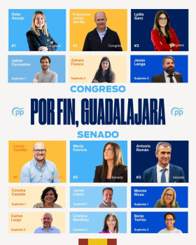 Así se completan las candidaturas del PP al Congreso y al Senado por Guadalajara