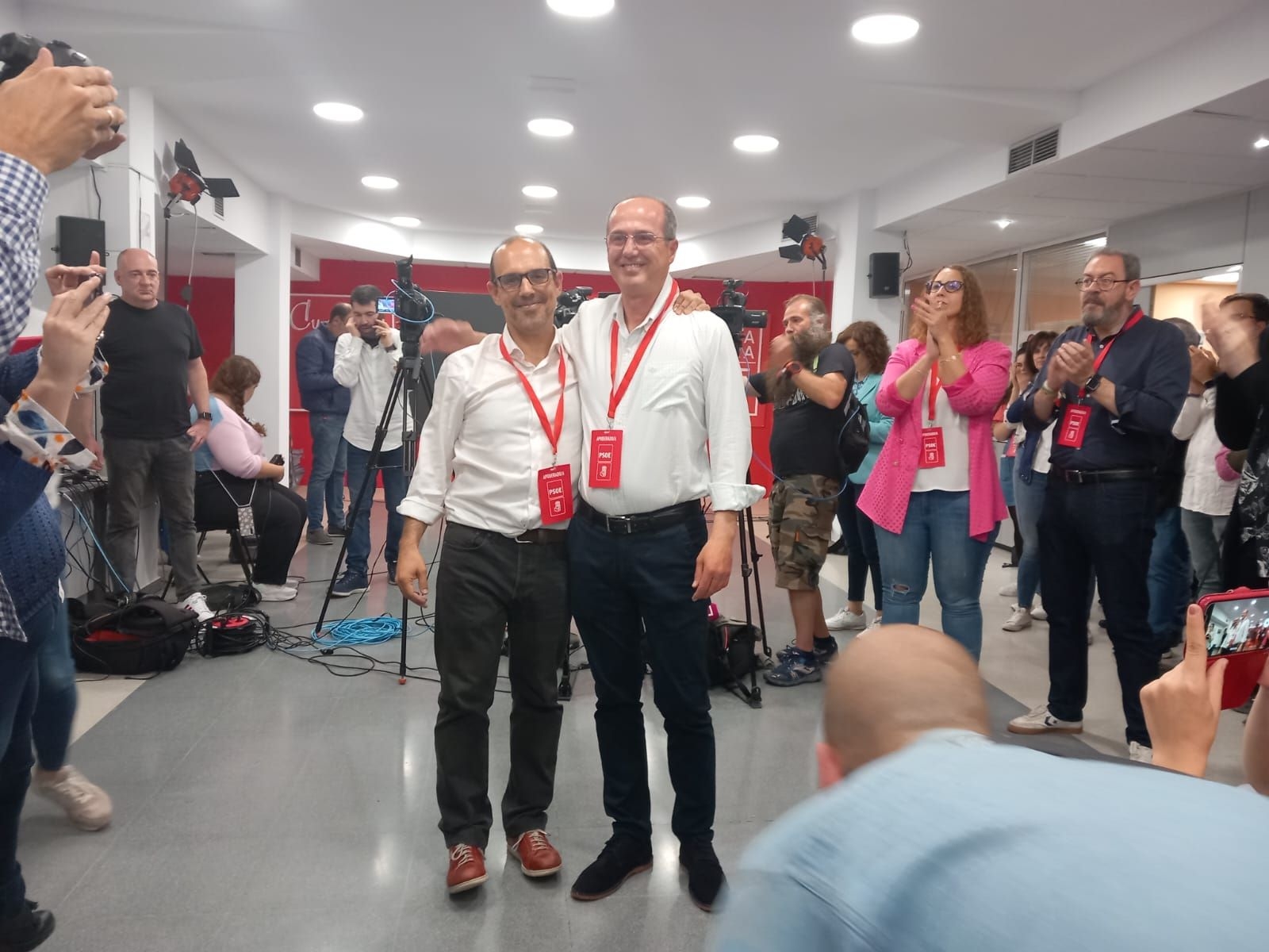 Alberto Rojo y Pablo Bellido, antes de su comparecencia ante los medios hace unos minutos.