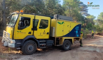 El Plan Infocam sofoca un incendio forestal declarado en Huertahernando, en el Parque Natural del Alto Tajo