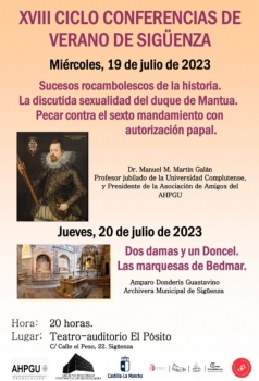 El miércoles y jueves se celebra el XVIIII Ciclo de Conferencias de Verano del Archivo Histórico Provincial de Guadalajara 