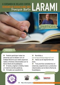 El II Certamen de Relatos Cortos Serranía de Guadalajara Francisco Martín Larami apuesta por seguir divulgando los valores de la Sierra Norte