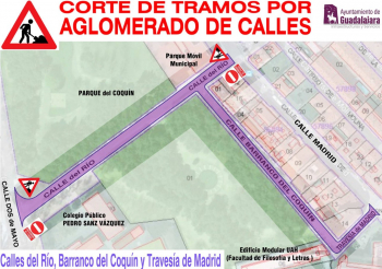 Cortes de tráfico en Guadalajara desde el 30 de agosto hasta el 6 de septiembre